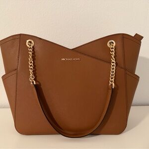 Michael Kors Tan Leather Tote with Gold Accents